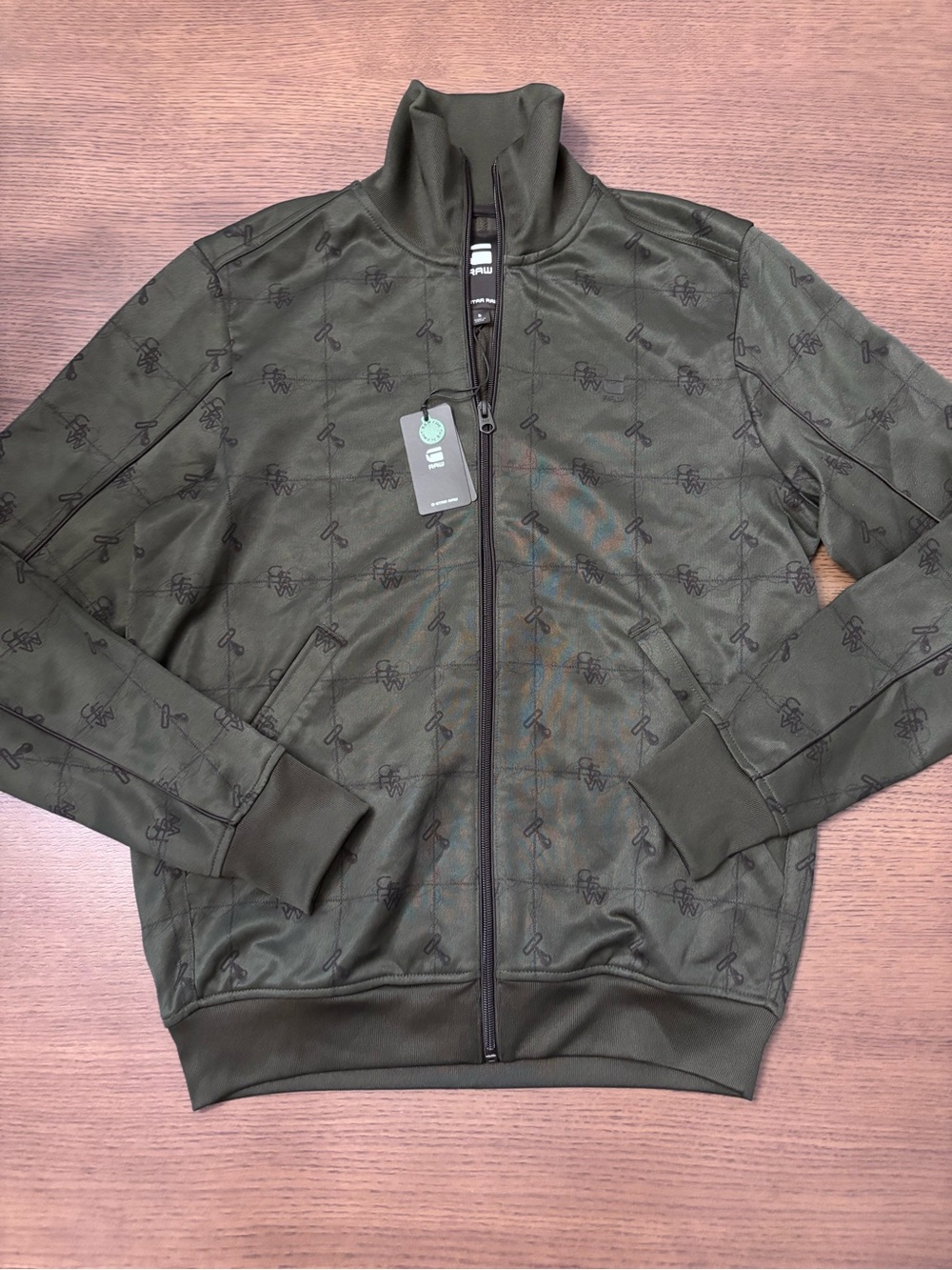 G-Star Raw Men's Asfalt Green All Over Graphic Lanc Track Jacket